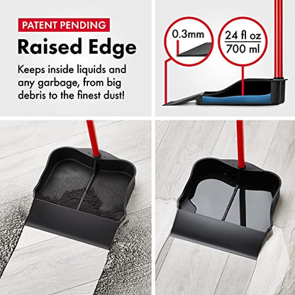 Tyroler Multi-Purpose Large 100% Rubber Dustpan for Dry & Wet Floor | New 105 cm Long Aluminum Anti-Rust Handle | Compatible with Any Size Broom and Squeegee | Floor Cleaning Indoor and Outdoor