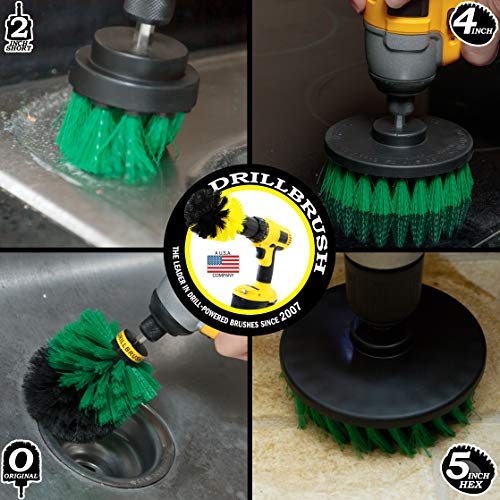Drillbrush 4 Piece Bundle - Add a 5-inch Flat hex Shaft Brush to Our 3 Piece Drill Brush Kitchen Scrubbing Kit