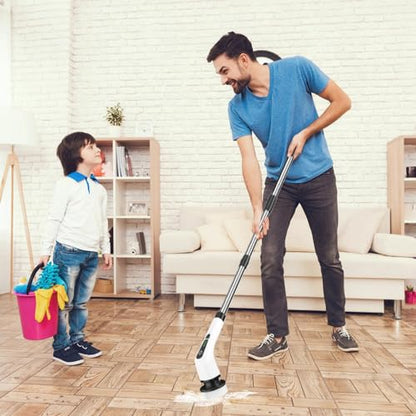 Moclever Electric Spin Scrubber 8 in 1 Electric Cleaning Brush, Cordless Rechargeable Telescopic Shower Scrubber 2 Speed Adjustable Handle Power Scrubbers for Bathroom, Tub, Floor Tile, Car