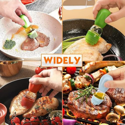 Oil Dispenser with Brush-2Pack 7oz/200ML 2 IN 1 Glass Cooking Oil Dispenser Bottle with Silicone Basting Brush for Kitchen, Oil Storage and Container for Cooking BBQ, Vinegar, Sauce, Air Fryer - Green - color: Green-2pcs