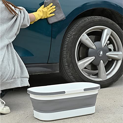 Goderewild Collapsible Plastic Bucket with Wheels 12L (3.17 Gallon) for House Cleaning, Camping, and RV - Multi-Purpose Rectangular Handy Basket for Cleaning Mop - Lightweight and Portable (Blue) - color: 12l-blue