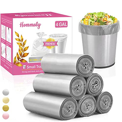 4 Gallon 180pcs Small Silver Grey Trash Bags Strong Garbage Bags, Bathroom Trash Can Bin Liners, Plastic Bags for Office, Waste Basket Liner, Fit 12-15 Liter, 3.5,4,4.5 Gal（Silver Grey 180） - color: Grey, size: 180 Count (Pack of 1)