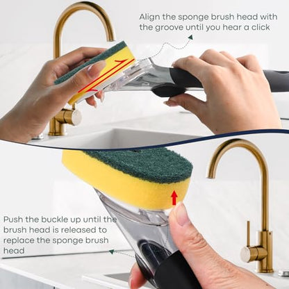 Sponge Brush Refills for OXO Dish Brush, 6 Pack Soap Dispensing Dish Refills, Scrub Replacement Head for Scrubber, Sponge Replacement Head Fits Soap Dispensing Handle - color: Green-6pack