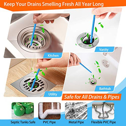 Drain Sticks Drain Cleaner Sticks Keeps Drains and Pipes Clear and Odor-free for Sink Pipe Cleaning Sticks for Drains As Seen On TV
