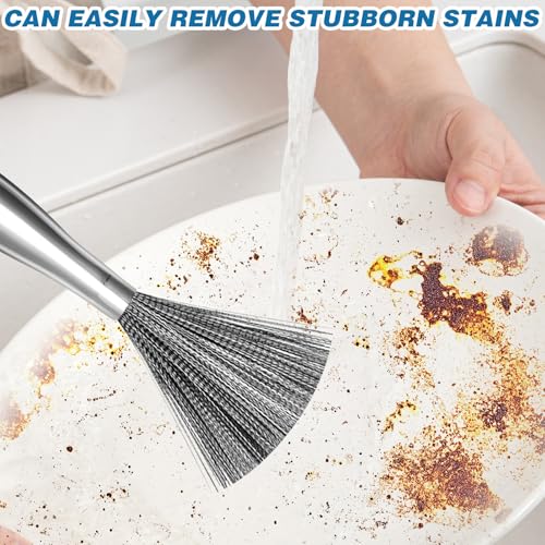2Pcs 304 Stainless Steel Pot Brushes, Stainless Steel Scrubber Tools Metal Cleaning Products Easy to Clean Suitable for Removing Kitchen Stains Gifts for Mom - color: 2pcs
