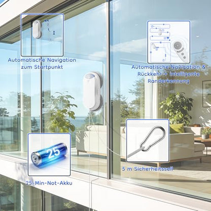 Obito X3 Window Cleaning Robot, Dual Nozzles with Ultrasonic Spray, 5.0 AI Path Planning, Max 3200Pa & Steady-Climbing System, Automatic Edge Detection, Robot Window Cleaner Inside/Outside, White - color: White