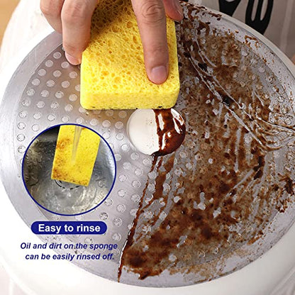 CELOX 12 Pack Cellulose Compressed Sponges, Natural Wood Pulp Thicker Dishwashing Sponge, Pop Up Soft Absorbent Sponges for Kitchen, Individually Wrapped for Easy Storage, Yellow, 4.3" x 2.8" x 0.8"