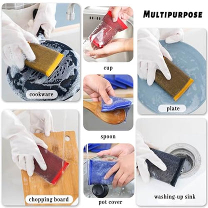 Steel Wool Scrubber Kitchen Sponges - 6 Pack Kitchen Dish Sponges Scrubbers, Non-Scratch Microfiber sponges for Cleaning, Pots and Pans Scrub Sponge - color: Multicolor