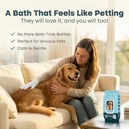 Uproot QuickClean Gloves Pro: Extra-Thick Pet Glove Wipes for Dogs & Cats - Easy Wipe Paws, Eyes, Ears, Butt, & Body - Lick-Safe for Cats & Dogs - Cleaning, Deodorizing & Grooming (20 Pack) - size: 20 Pack