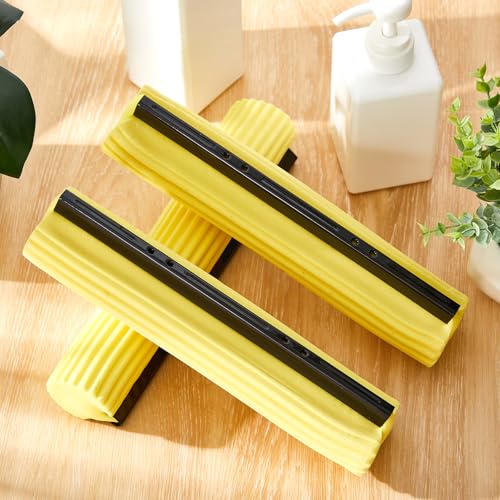 Willinglong 10 Pcs Roller Mop Refill Bulk Absorbent PVA Sponge Mop Head Replacement for Home Bathroom Business Garage Kitchen Cleaning (Yellow) - color: Yellow