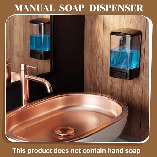 Hushee 8 Pcs Plastic Wall Mounted Soap Dispenser Commercial Manual Soap Containers Wall Dispenser for Kitchen Shower Hotel Liquid Shampoo Gel Chamber (33.8 oz 1000 ml,Black and Clear) - color: Black and Clear, size: 33.8 oz 1000 ml