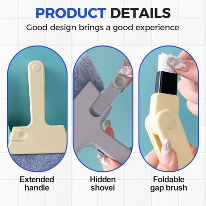 Magic Window Track Cleaner, 2025 New Magic Window Cleaning Brushes, Window Groove Cleaning Brush Tools Set, Hand-held Crevice Cleaning Brush for Window Slides and Gaps (Blue) - color: Blue