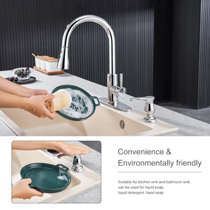 GAGALIFE Kitchen Sink Soap Dispenser Chrome, Under Sink Soap Dispenser with 40" Silicone Extension Tube, Say Goodbye to Frequent Refills - color: Chrome, size: with Hose