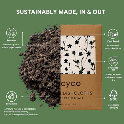RECYCO Swedish Dishcloths for Kitchen | 5 Pack Geometric Washable Dish Rags | Cellulose Reusable Cleaning Paper Towels | Absorbent Counter Dish Cloth Sponge Kitchen Wipes, 8" L x 7" W - color: Geometric