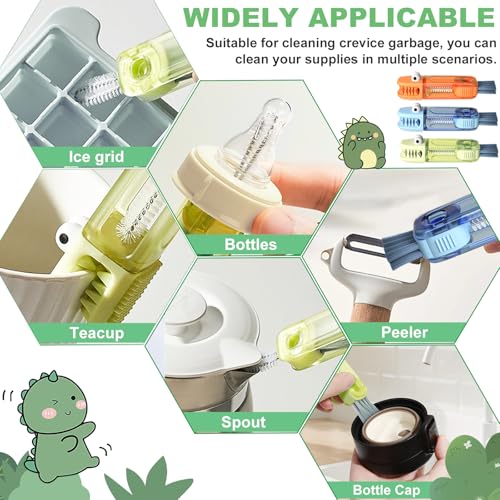 6 PCS Cup Lid Gap Cleaning Brush, Portable Water Bottle Brush, Multifunctional Bottle Cleaner Brush Set for Tight Spaces, Bottle Gaps, Straws, Tumblers, Travel Mug Caps - color: Blue, Orange, Green(6pcs)