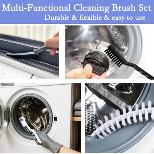 Washing Machine Cleaning Brush Kits, Front Load Washer Scrub Cleaner Brushes Accessories with 1Pc Drum Slot Brush & 5Pcs Crevice Cleaning Brushes for Tight Spaces and Washer Rubber Seal
