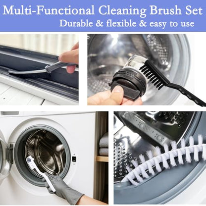 Washing Machine Cleaning Brush Kits, Front Load Washer Scrub Cleaner Brushes Accessories with 1Pc Drum Slot Brush & 5Pcs Crevice Cleaning Brushes for Tight Spaces and Washer Rubber Seal