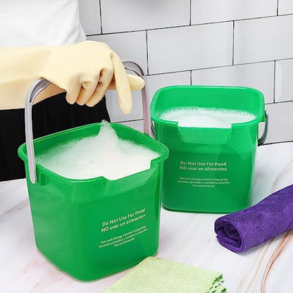 Lallisa 12 Pcs 3 Quart Cleaning Bucket Small Sanitizing Square Bucket Detergent Pail for Home Office Commercial Restaurant Kitchen Bathroom School (Green) - color: Green