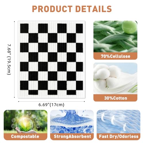 4 PCS Swedish Dishcloths, Geometric Pattern Reusable Kitchen Dish Cloths, Super Absorbent Cellulose Sponge Cloths, Odor Resistant, Dishwasher Safe & Multi-Purpose Cleaning Cloths - color: Geometric Pattern