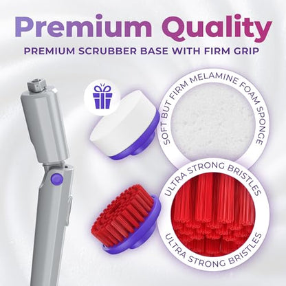 SYNOSHI PRO Electric Spin Scrubber, Cordless Cleaning Brush Bathroom Scrubber. Waterproof Shower Cleaner Brush with Adjustable Angles, 2 Speed, 180Min Work Time for Floor, Bathtub, Kitchen, Car, Tub