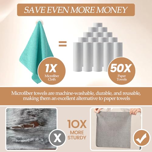 Reusable Microfiber Cloth, 75-Pack,Tear Away Microfiber Towels,(12" x 12") Washable,Perfect for Kitchen, Bathroom and Dish Cleaning (Blue) - color: Blue