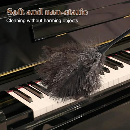 Natural Ostrich Feather Duster 14.9 inch Fluffy Mini Dusters with Plastic Handheld for Cleaning Car Keyboard Office 1 Pcs - color: Natural-a-1pcs