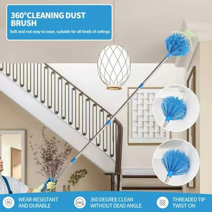 High Reach Duster Kit with14 ft Extension Pole High Ceiling Dusting and Window Cleaning Kit with Spliceable Pole - Cobweb Duster, Fan Blade, Window Washer & Squeegee and Feather Dusters - size: 16-150inch-15pcs