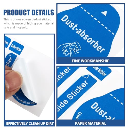 Uonlytech 200pcs LCD Screen Cleaning Stickers Film Dust Removal Stickers Dust Removal Tool Phone Screen Paper Decals Cleaning Phone Tool for Home Use - color: Blue, size: 6X4.3CM