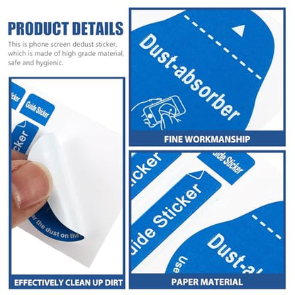 Uonlytech 200pcs LCD Screen Cleaning Stickers Film Dust Removal Stickers Dust Removal Tool Phone Screen Paper Decals Cleaning Phone Tool for Home Use - color: Blue, size: 6X4.3CM