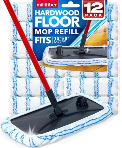 Millifiber Microfiber Mop Refills 15x8 in., 12-Pack (Mop is Not Included) - color: White-grey, size: 12 Count (Pack of 1)