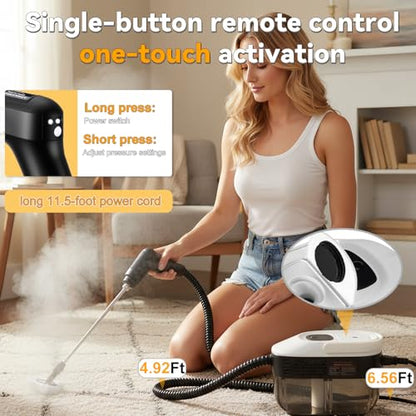 2500W Portable Handheld Steam Cleaner, 54oz Large Water Tank, 3-Level Adjustable Handle, 15s Fast Heating Steam Steamer with 20 Pcs Accessories, Plug-and-Play Design for Home Kitchen Car Cleaning