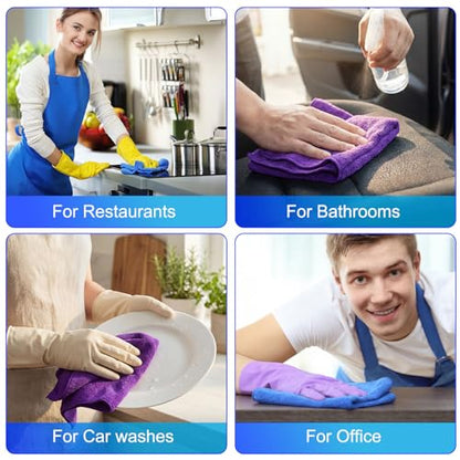 Nuenen 60 Pcs Microfiber Cleaning Cloths for Cars 16 x 16 Inch Ultra Absorbent Car Towels Drying Reusable Cleaning Supplies House Kitchen Window Microfiber Towel (Purple,Blue) - color: Purple,blue