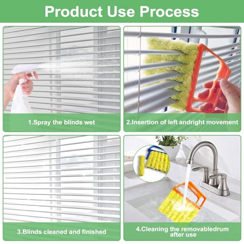 4 Pack Window Blind Cleaner Duster Tool, 7 Finger Venetian Scrub Brush with Washable Microfiber Sleeves, Color Coded Cleaning Kit for Mini Vertical Blinds, Air Conditioner Vents and Fans - color: Mix Color