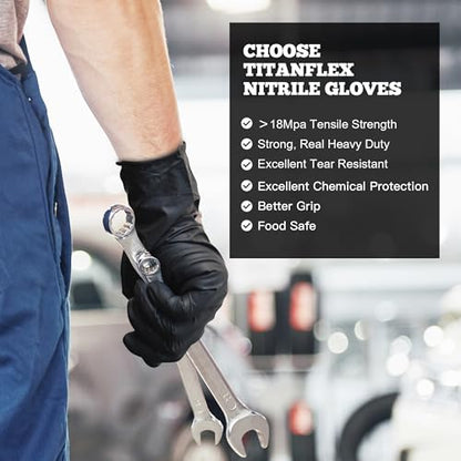 TitanFlex Disposable Nitrile Exam Gloves - 6-mil, Black, Large 100-ct Box, Heavy Duty, Latex Free, Food Safe for Cooking & Food Prep - color: 01 6mil (100ct), size: Large