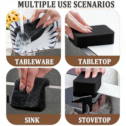 Taeku Natural Kitchen Sponge, 6 Pack Heavy Duty Scrub Cellulose Sponge Premium Multifunction Eco Friendly Cleaning Sponges for Dishes (Dark) - color: Dark