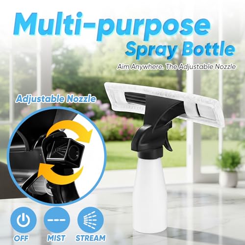 Cordless Window Vacuum Squeegee with Detachable Water Tank, 2000Pa Strong Suction, Rechargeable Glass Cleaner for Windows, Shower, Mirror & Tiles, Lightweight 2-in-1 Wiper with Microfiber Pad