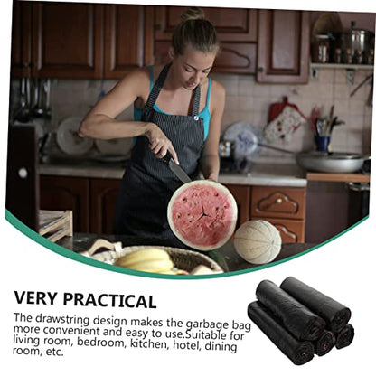 CALLARON Thickened Drawstring Garbage Bags 5-Pack Large Multi-Color Kitchen Trash Bags Sturdy Disposable Rubbish for Home and Office Use - color: black
