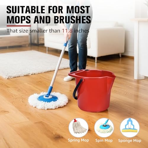 Matthew Cleaning 4.2 Gallon Mop Bucket, Heavy Duty Plastic Cleaning Bucket with Built-in Pour Spout, Mop Holder and Comfort Grip Handle, House and Commercial Cleaning Supplies, 1 Pack Red - color: Red, size: 1 Pack