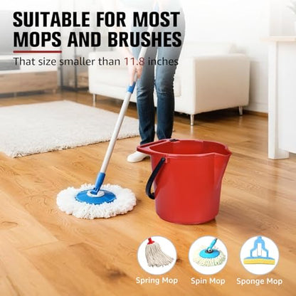 Matthew Cleaning 4.2 Gallon Mop Bucket, Heavy Duty Plastic Cleaning Bucket with Built-in Pour Spout, Mop Holder and Comfort Grip Handle, House and Commercial Cleaning Supplies, 2 Pack Red - color: Red, size: 2 Pack