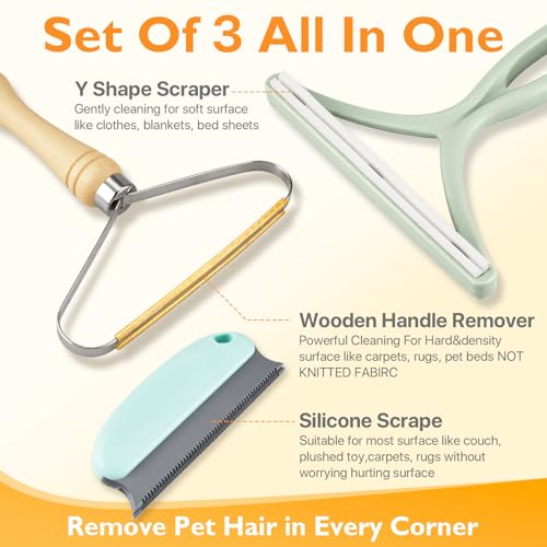 Pet Hair Removal Tool 3 Pack Dog Cat Hair Remover Carpet Scraper Rake Fur Removal Brush Lint Remover Shaver for Car Furniture Couch Green - color: Green