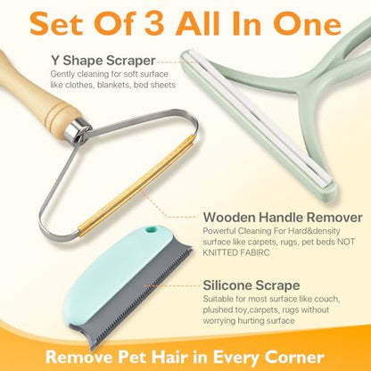 Pet Hair Removal Tool 3 Pack Dog Cat Hair Remover Carpet Scraper Rake Fur Removal Brush Lint Remover Shaver for Car Furniture Couch Green - color: Green