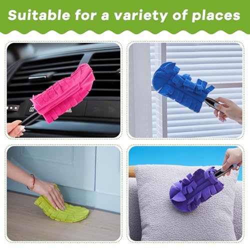 Zubebe 15 Pcs Duster Refill Reusable Fleece Duster Refills Feather Flat Dusters Multi Surface Washable Cleaning Pads Tools for Home, Blinds, Car, Pet, Furniture, Fans (Dark Color) - color: Dark Color