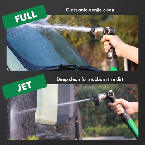 RESTMO Heavy Duty Hose Nozzle, Metal Garden Water Hose Sprayer with 7 Watering Patterns, Thumb Control, On Off Valve, High Pressure Nozzle Sprayer for Watering Plants, Car and Pet Washing, Bronze - color: Bronze