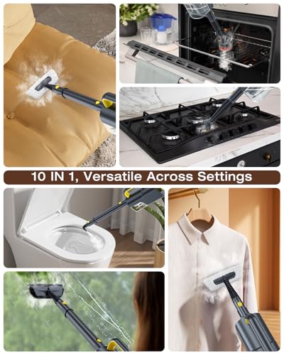 10-in-1 Steam Mop with Detachable Handheld Steamer,350ml Tank, 10s Heat-Up, 248°F Steam Cleaner, 2-Level Control and Swivel Head for Floor,Carpet,Tiles, BBQ grill,Car Accessories Dark Grey - color: Dark Grey