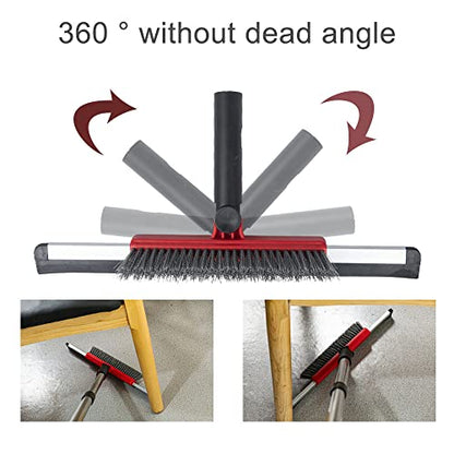 Floor Squeegee Scrubber Shower Squeegee with Grout Brush.14 Squeegee Broom and 55" Stainless Steel Handle for Floor,Glass,Garage,Window,Shower Floor,Bathroom,Kitchen, Wall,Tile (RED)