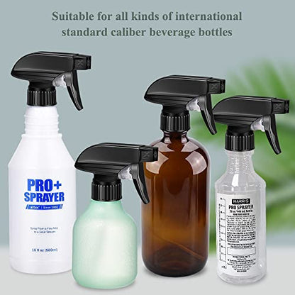 Wedama Spray Nozzle for 8 oz and 16 oz Glass Spray Bottles, Black Trigger Sprayers Replacement with Mist Stream Sprayer Adjustable Spray Bottle Nozzles - 2Pack