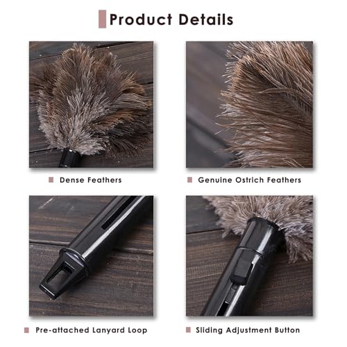 Feathers Dusters plumero para polvo mini Brown Washable Reusable Feathers ABS Mini Duster plumero de Plumas de Avestruz with Handle, for Household Sweeping Plumeros