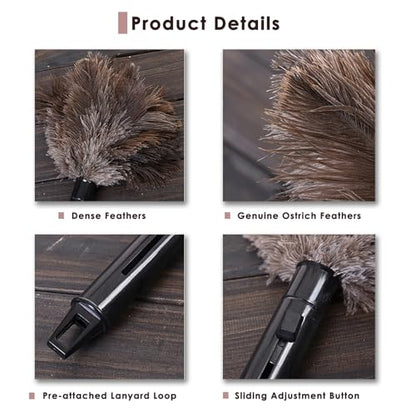 Feathers Dusters plumero para polvo mini Brown Washable Reusable Feathers ABS Mini Duster plumero de Plumas de Avestruz with Handle, for Household Sweeping Plumeros