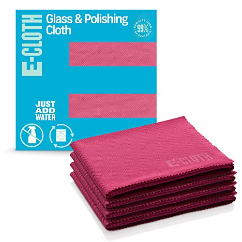 E-Cloth 4-Pack Glass & Polishing Cloth, Sustainable Microfiber Cleaning Cloth Set, Perfect Cleaner for Glass, Windows and Mirrors, Washable and Reusable, 100 Wash Promise, Raspberry Pink - color: Raspberry Rose - 4 Pack, size: New Version