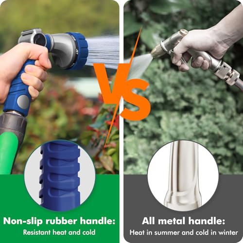 RESTMO Heavy Duty Hose Nozzle, Metal Garden Water Hose Sprayer with 7 Watering Patterns, Thumb Control, On Off Valve, High Pressure Nozzle Sprayer for Watering Plants, Car and Pet Washing, Blue - color: Blue